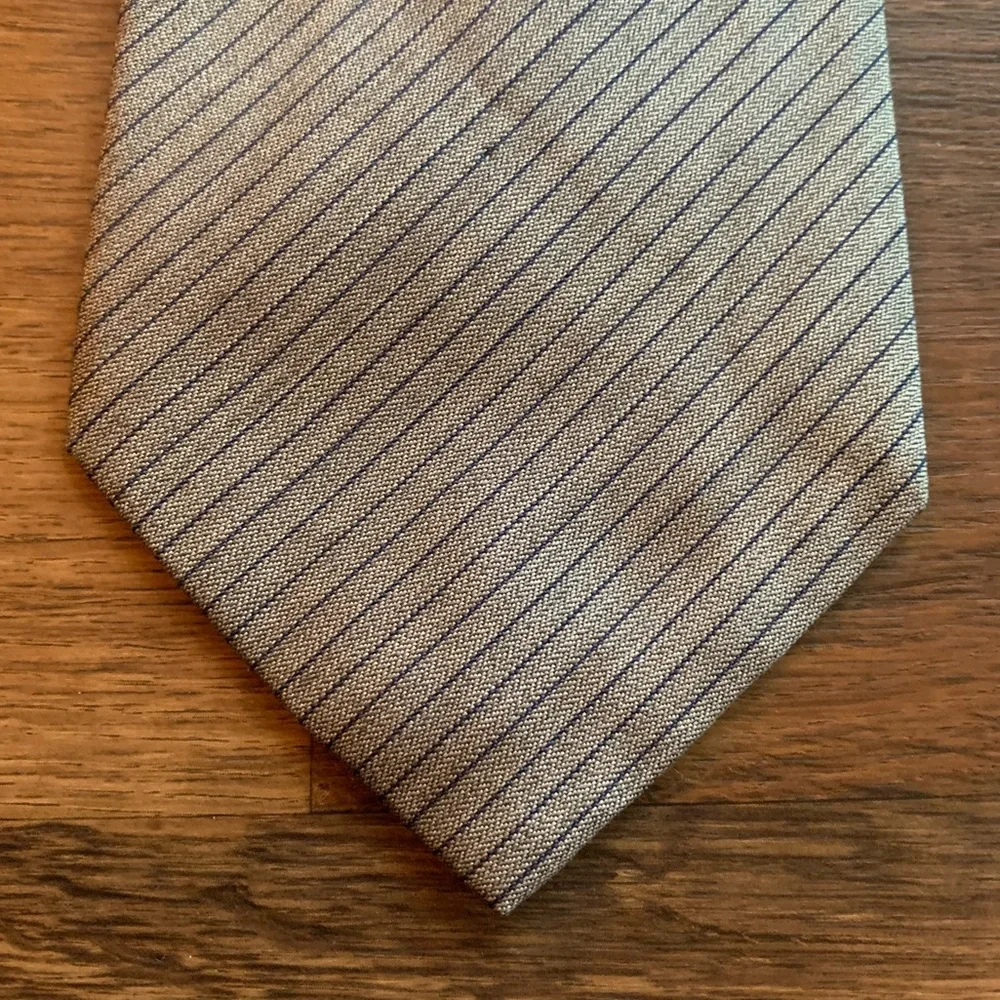 Balenciaga Gray & Navy Pinstripe Silk Tie